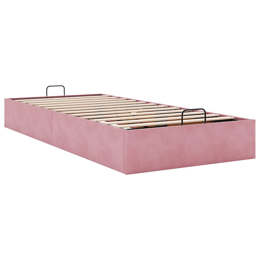 Struttura Letto Pouf Senza Materasso Rosa 90x200 Cm Velluto - Image 6