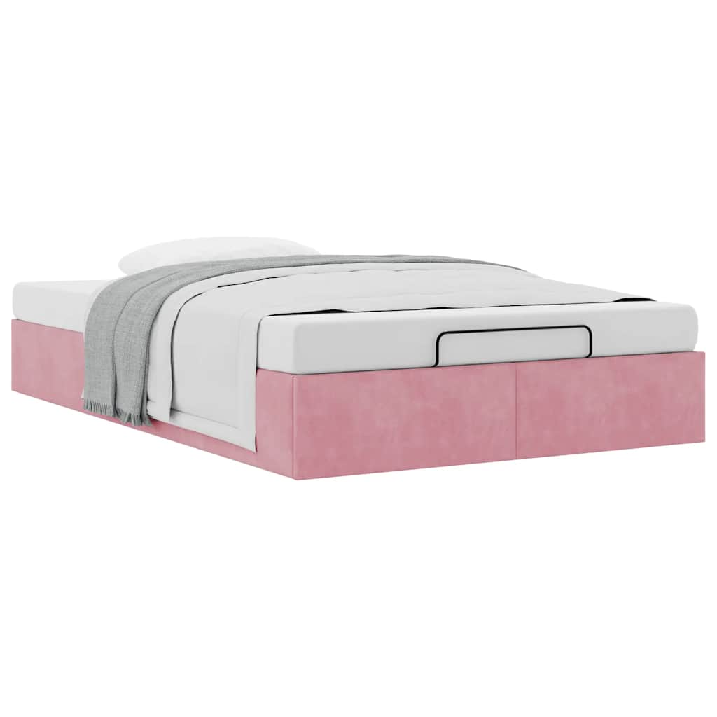 Struttura Letto Pouf Senza Materasso Rosa 120x200 Cm Velluto - Image 5