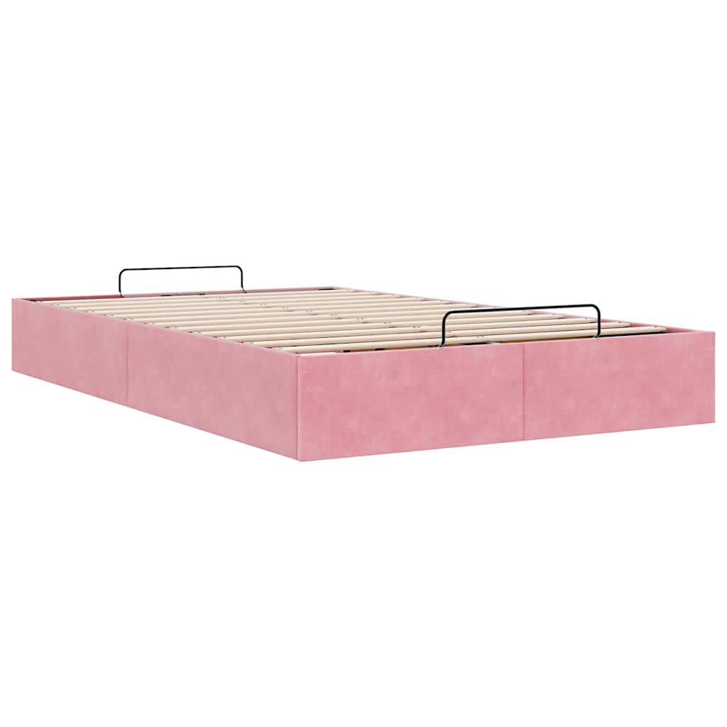Struttura Letto Pouf Senza Materasso Rosa 120x200 Cm Velluto - Image 6