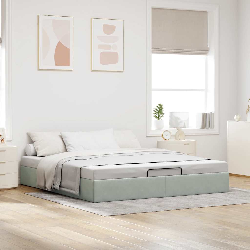 Struttura Letto Pouf Senza Materasso 160x200 Cm In Velluto - Image 3