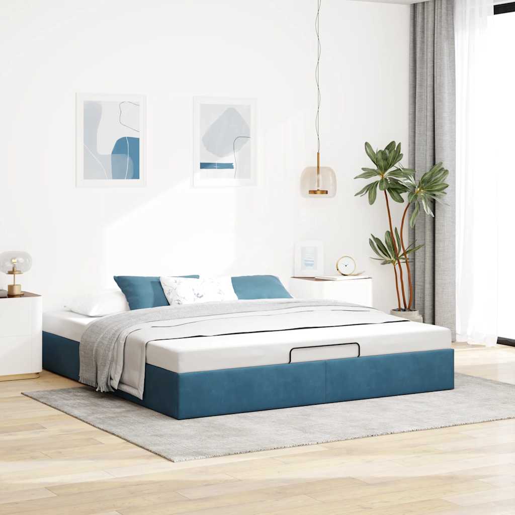 Struttura Letto Pouf Senza Materasso 160x200 Cm In Velluto - Image 3