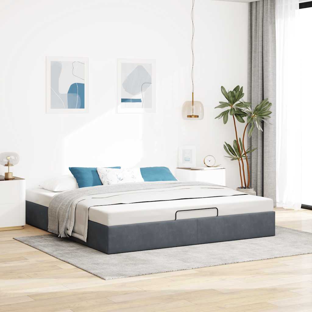 Struttura Letto Pouf Senza Materasso 180x200 Cm In Velluto - Image 3