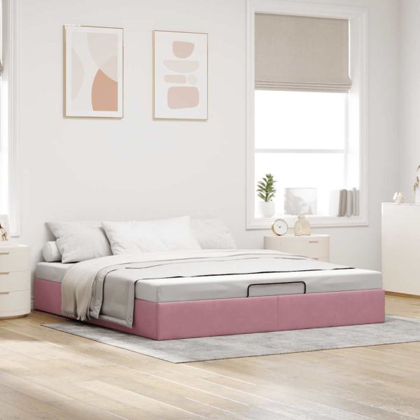 Struttura Letto Pouf Senza Materasso Rosa 180x200 Cm In Velluto - Image 3