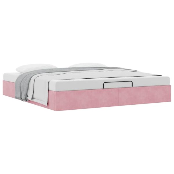Struttura Letto Pouf Senza Materasso Rosa 180x200 Cm In Velluto - Image 5