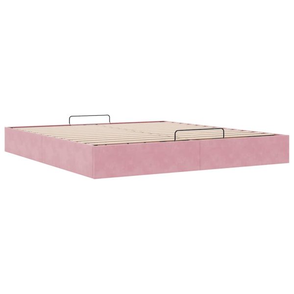 Struttura Letto Pouf Senza Materasso Rosa 180x200 Cm In Velluto - Image 6