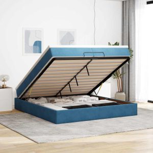 Struttura Letto Pouf Con Materassi 200x200 Cm Velluto