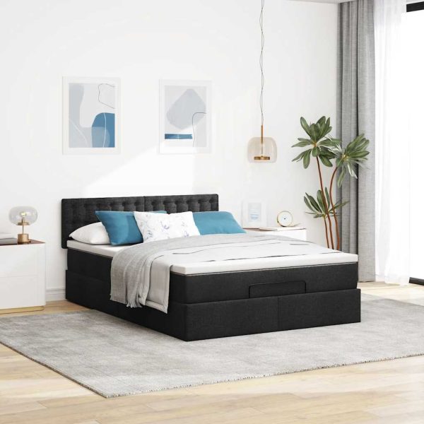 Pouf Letto Con Materasso Nero 140x190 Cm In Tessuto - Image 3