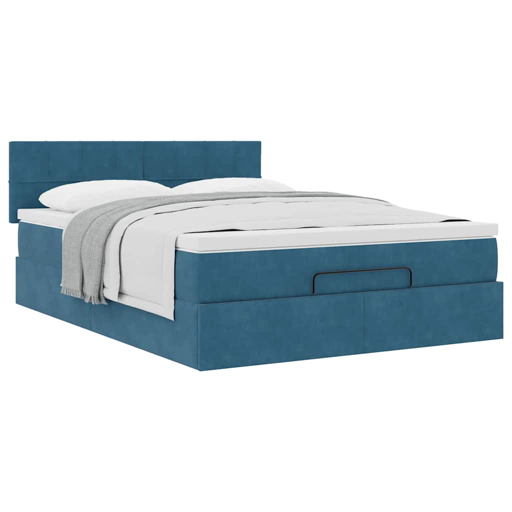 Struttura Letto Pouf Con Materasso 140x190 Cm In Velluto - Image 4