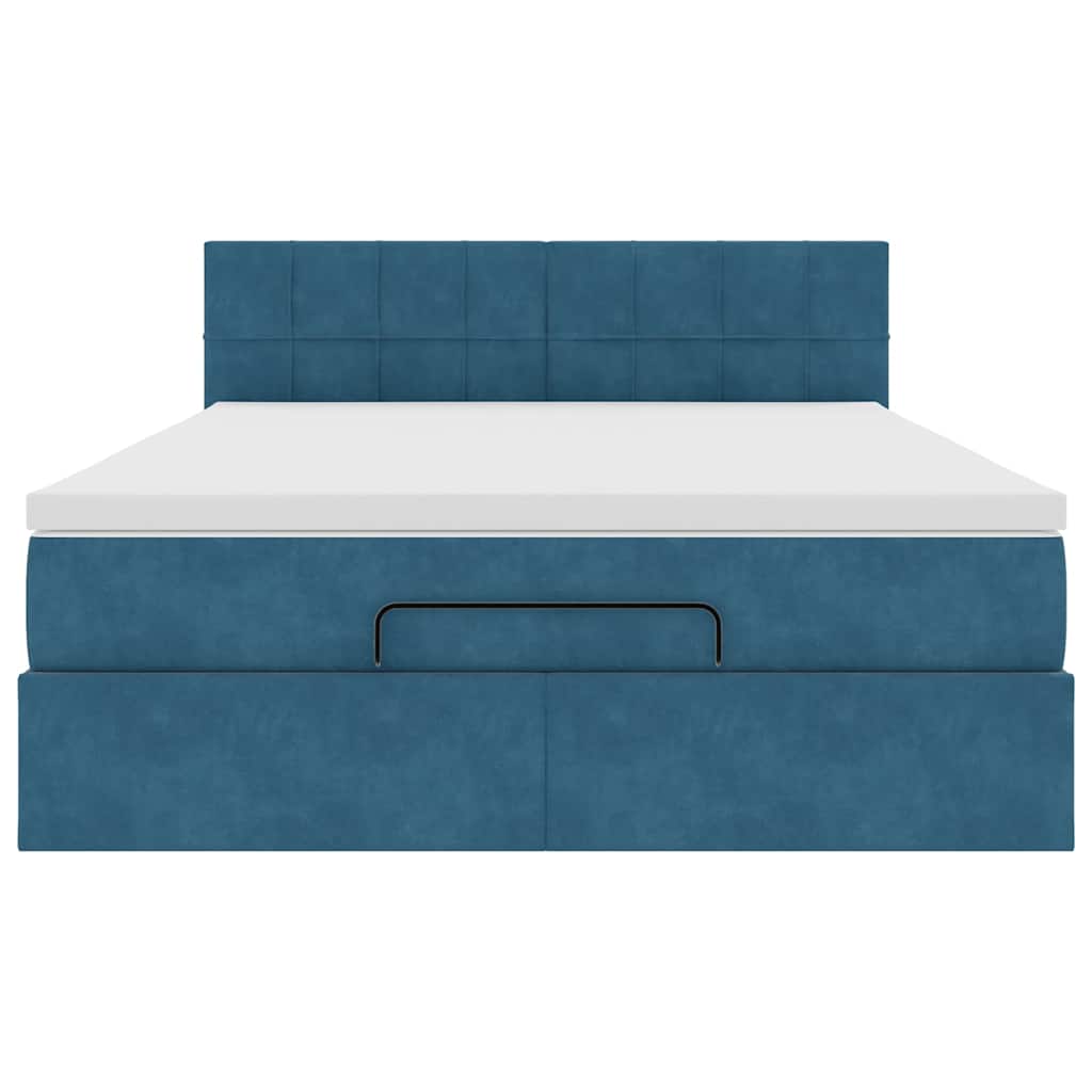 Struttura Letto Pouf Con Materasso 140x190 Cm In Velluto - Image 5