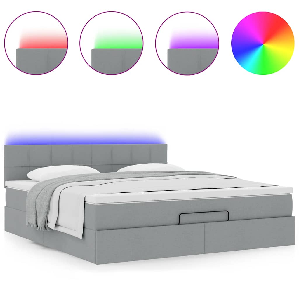 Pouf Letto Con Materasso Grigio Chiaro 160x200 Cm In Tessuto - Image 5