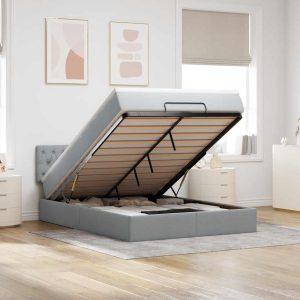 Pouf Letto Con Materasso E Led Grigio Chiaro 140x190 cm