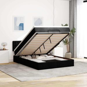 Pouf Letto Con Materasso E Led Nero 140x190 cm