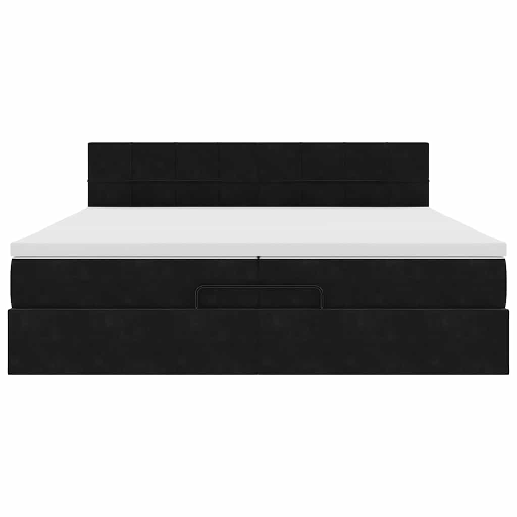 Struttura Letto Pouf Con Materassi Nero 200x200 Cm Velluto - Image 6