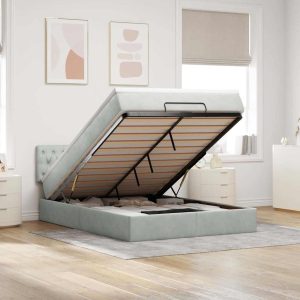 Struttura Letto Pouf Con Materasso 140x190 Cm Velluto