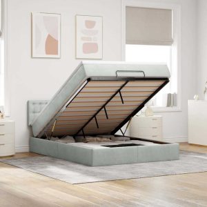 Struttura Letto Pouf Con Materasso 140x190 Cm Velluto