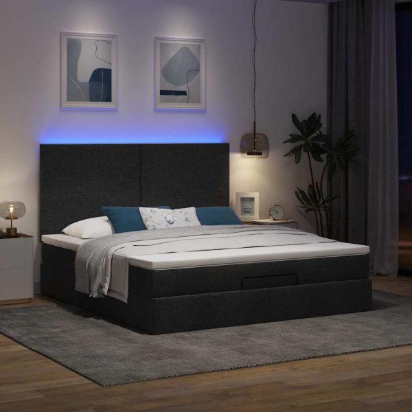 Struttura Letto Pouf Con Materasso Nero 160x200 Cm In Tessuto - Image 3