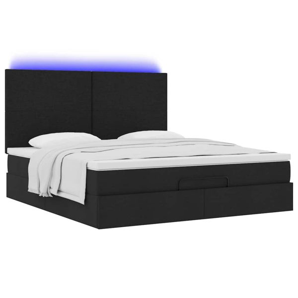 Struttura Letto Pouf Con Materasso Nero 160x200 Cm In Tessuto - Image 6