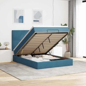 Struttura Letto Pouf Con Materassi 140x190 Cm In Velluto