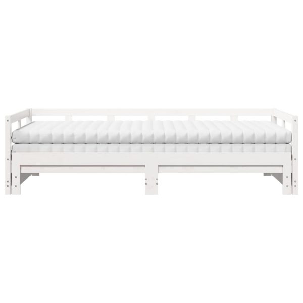 Divano Letto Con Rotelle E Materasso Bianco 80x200 Cm In Pino - Image 4