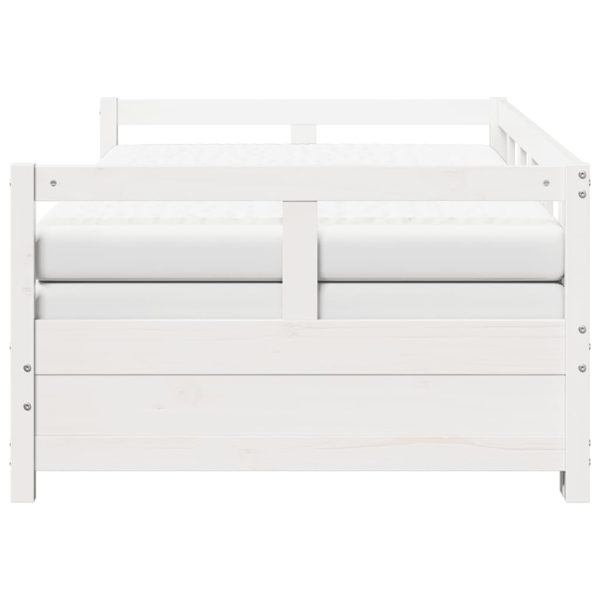 Divano Letto Con Rotelle E Materasso Bianco 80x200 Cm In Pino - Image 5