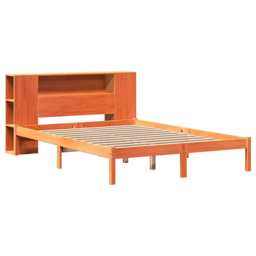 Letto Libreria Senza Materasso Marrone Cera 150x200 Cm In Pino - Image 3