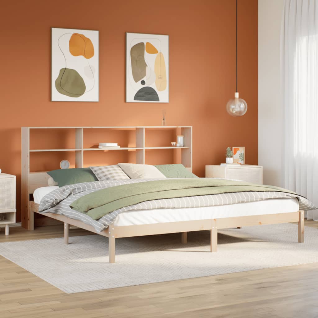 Letto Libreria Senza Materasso 200x200 Cm In Legno Di Pino