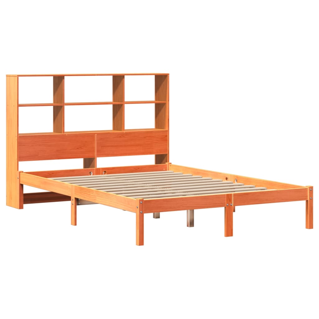 Letto Libreria Senza Materasso Marrone Cera 150x200 Cm In Pino - Image 3