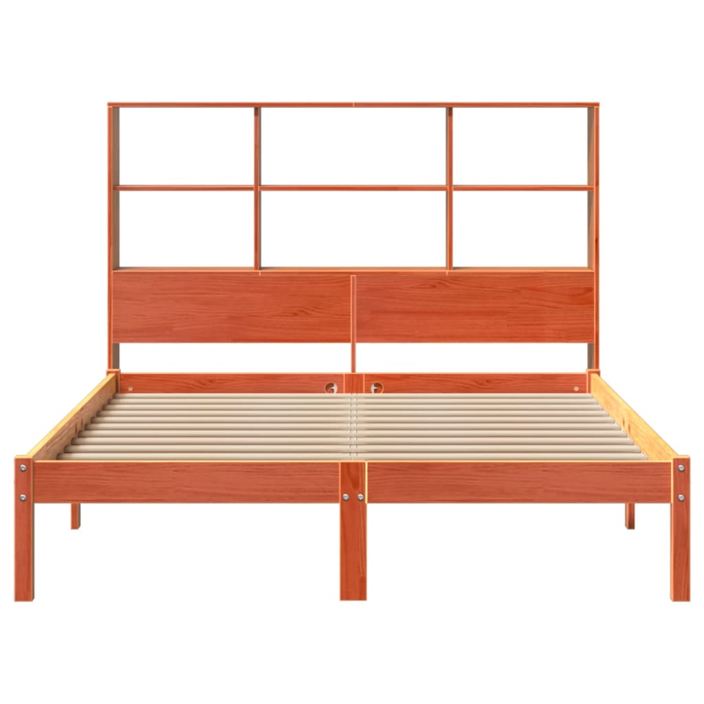 Letto Libreria Senza Materasso Marrone Cera 150x200 Cm In Pino - Image 4