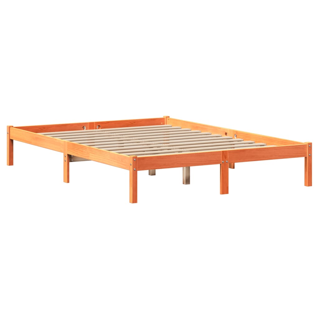 Letto Libreria Senza Materasso Marrone Cera 150x200 Cm In Pino - Image 5