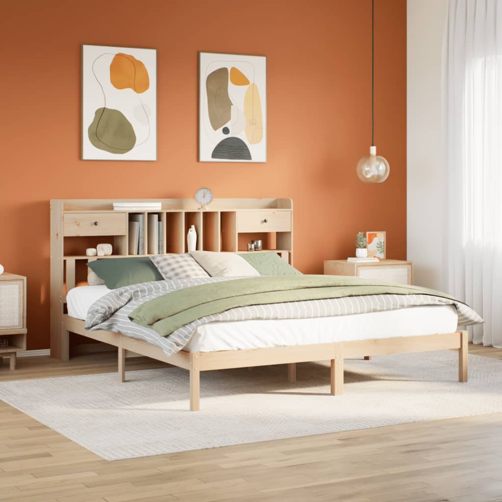 Letto Libreria Senza Materasso 200x200 Cm In Legno Di Pino