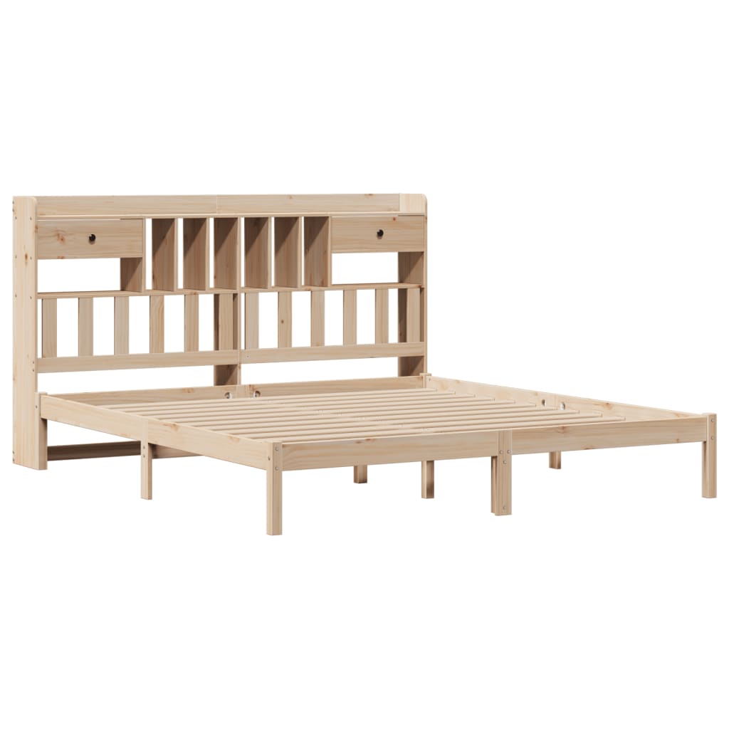 Letto Libreria Senza Materasso 200x200 Cm In Legno Di Pino - Image 3