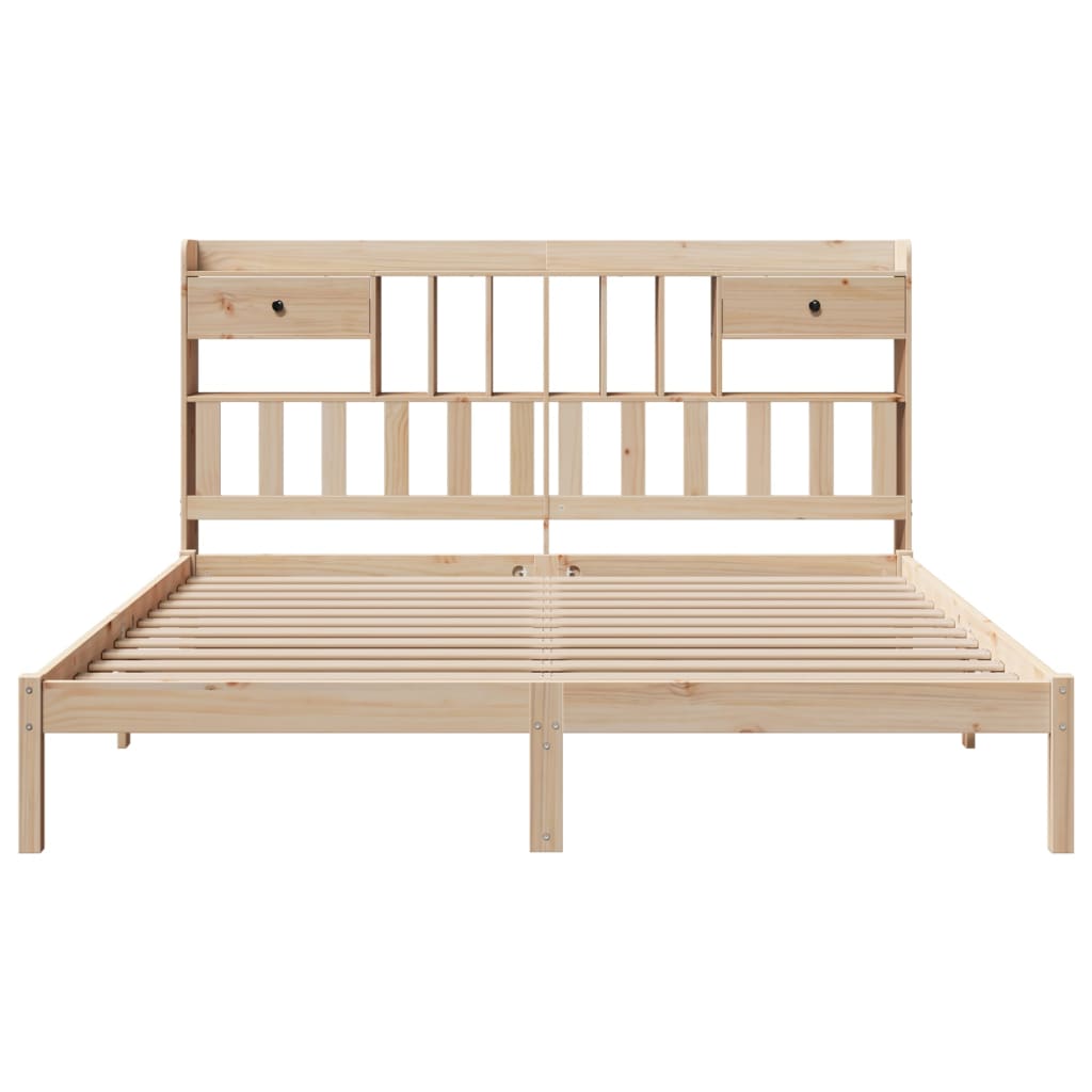 Letto Libreria Senza Materasso 200x200 Cm In Legno Di Pino - Image 4