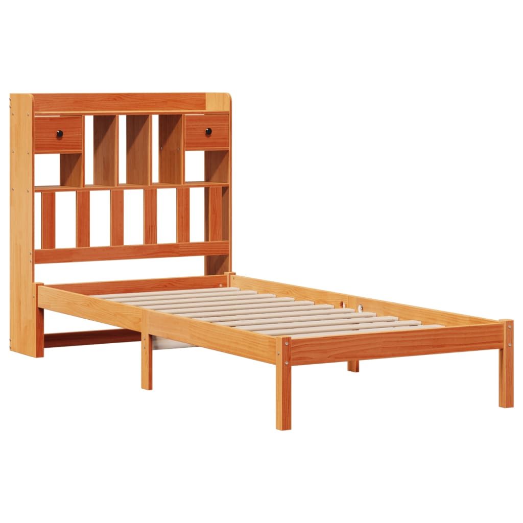 Letto Libreria Senza Materasso Marrone Cera 100x200 Cm In Pino - Image 3