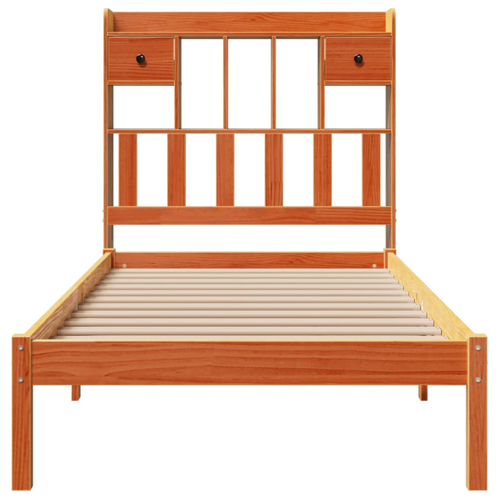 Letto Libreria Senza Materasso Marrone Cera 100x200 Cm In Pino - Image 4