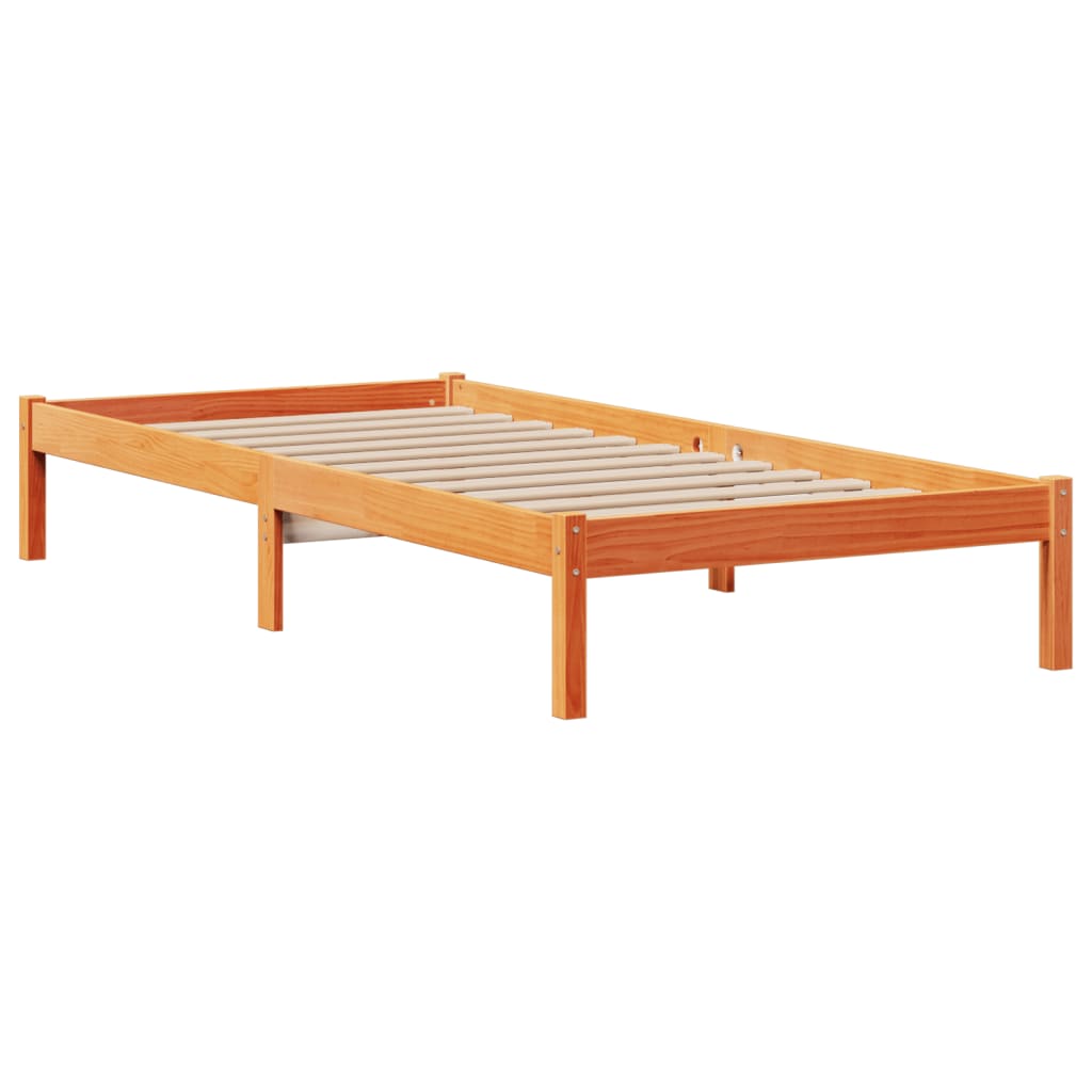 Letto Libreria Senza Materasso Marrone Cera 100x200 Cm In Pino - Image 5