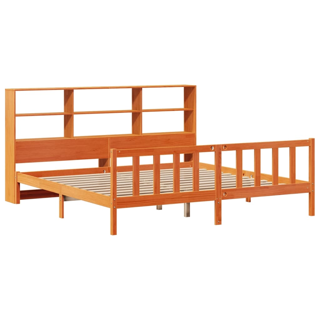 Letto Libreria Senza Materasso Marrone Cera 180x200 Cm In Pino - Image 3