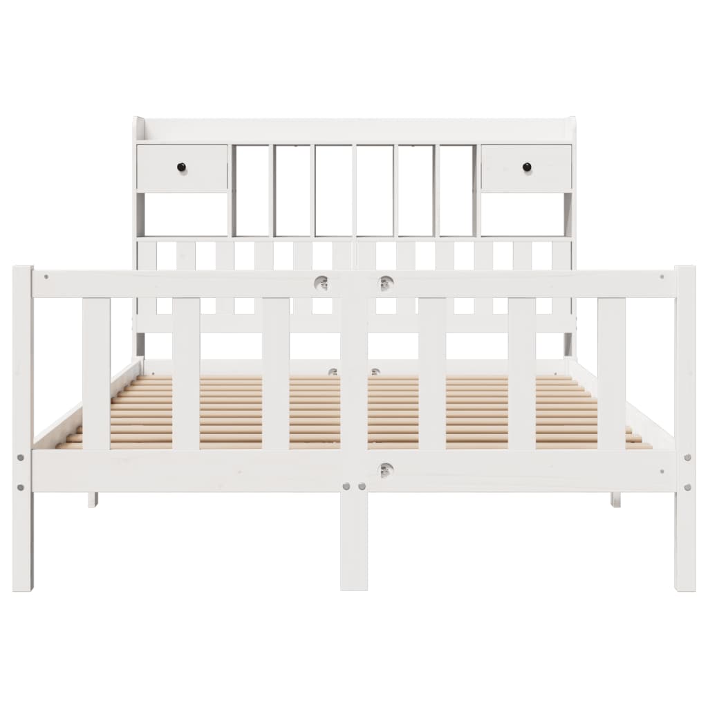 Letto Libreria Senza Materasso Bianco 160x200 Cm Legno Di Pino - Image 4