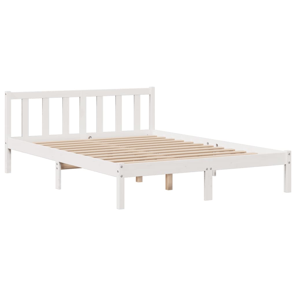 Letto Libreria Senza Materasso Bianco 160x200 Cm Legno Di Pino - Image 5