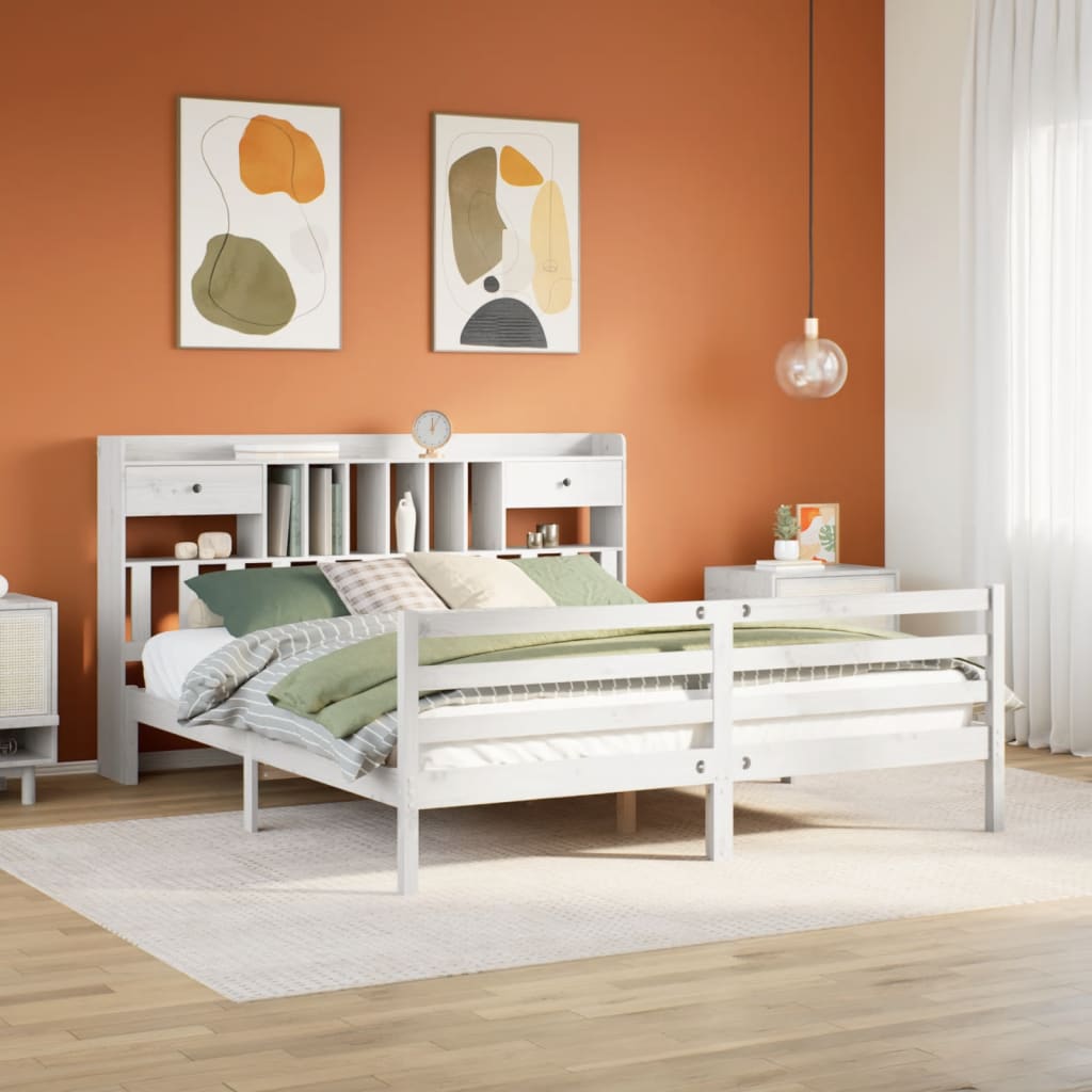 Giroletto Con Libreria Senza Materasso 180x200 Cm In Legno Pino