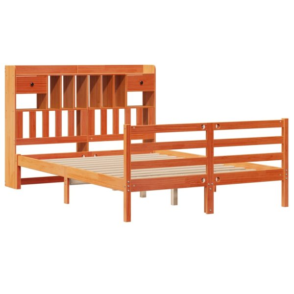 Letto Libreria Senza Materasso Marrone Cera 140x190 Cm In Pino - Image 3