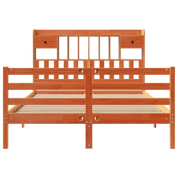 Letto Libreria Senza Materasso Marrone Cera 140x190 Cm In Pino - Image 4