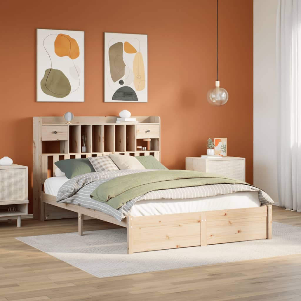 Letto Libreria Senza Materasso 150x200 Cm In Legno Di Pino