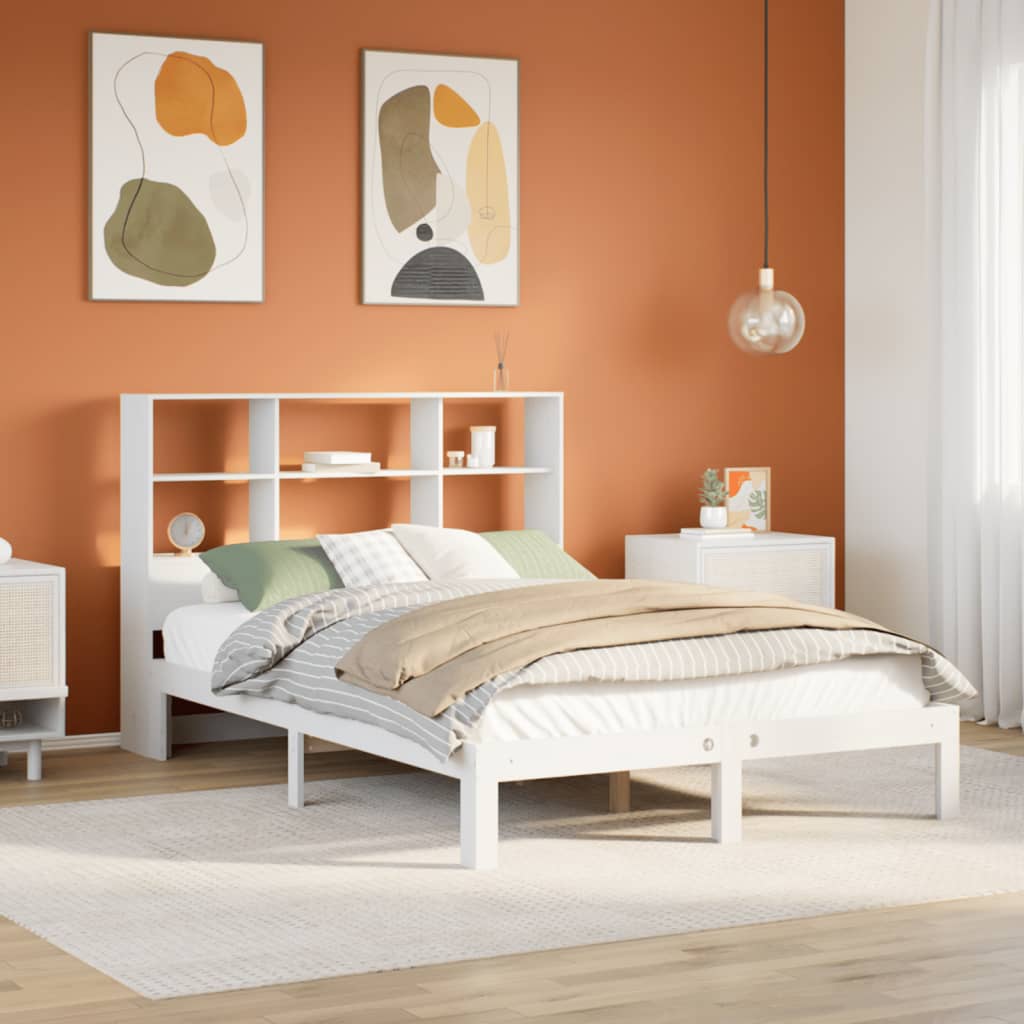 Letto Libreria Senza Materasso Bianco 160x200 Cm Legno Di Pino
