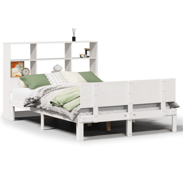Letto Libreria Senza Materasso Bianco 150x200 Cm Legno Di Pino - Image 2