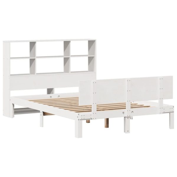 Letto Libreria Senza Materasso Bianco 150x200 Cm Legno Di Pino - Image 3