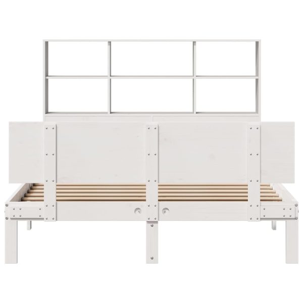 Letto Libreria Senza Materasso Bianco 150x200 Cm Legno Di Pino - Image 4