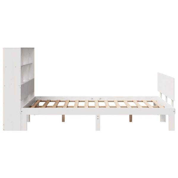Letto Libreria Senza Materasso Bianco 150x200 Cm Legno Di Pino - Image 5