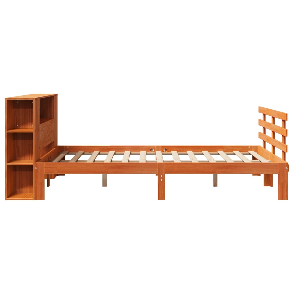 Letto Libreria Senza Materasso Marrone Cera 160x200 Cm In Pino - Image 5