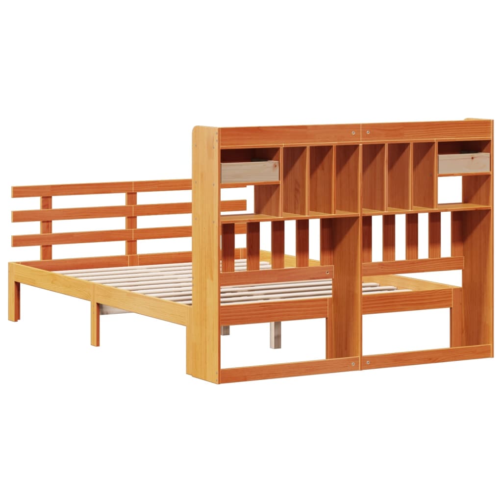 Letto Libreria Senza Materasso Marrone Cera 140x200 Cm In Pino - Image 6