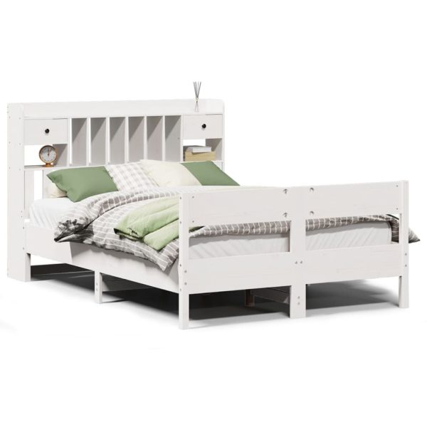 Letto Libreria Senza Materasso Bianco 160x200 Cm Legno Di Pino - Image 2